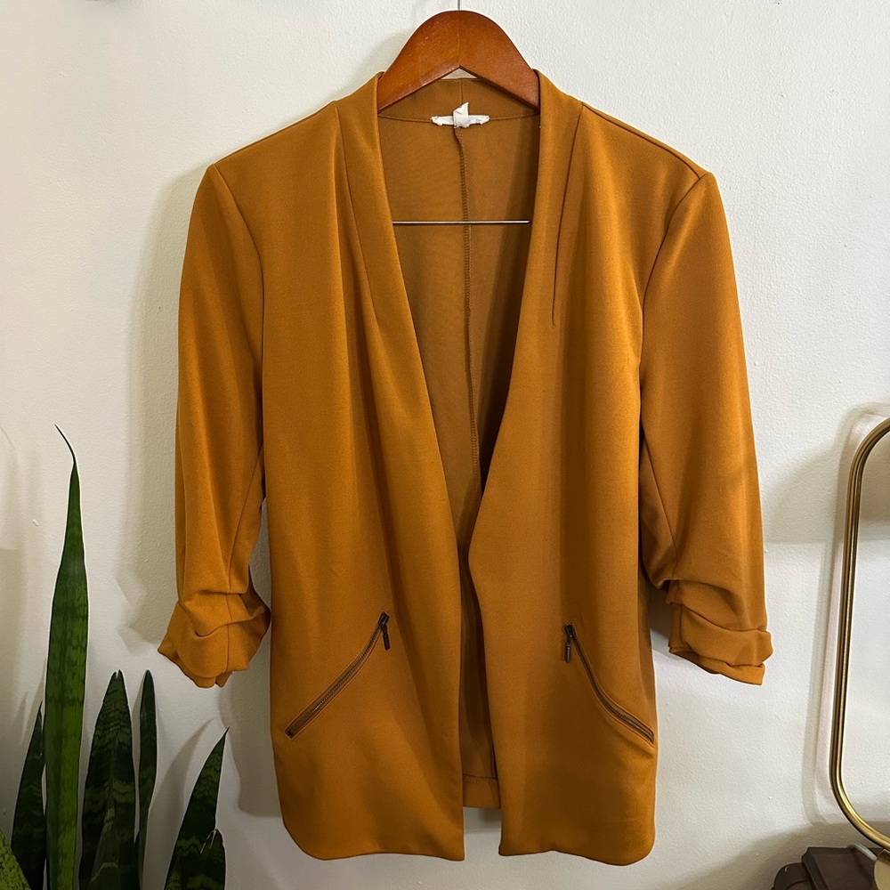 Women's Mustard Open-Front Blazer